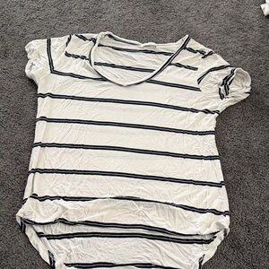 Striped White and Black Women's Top